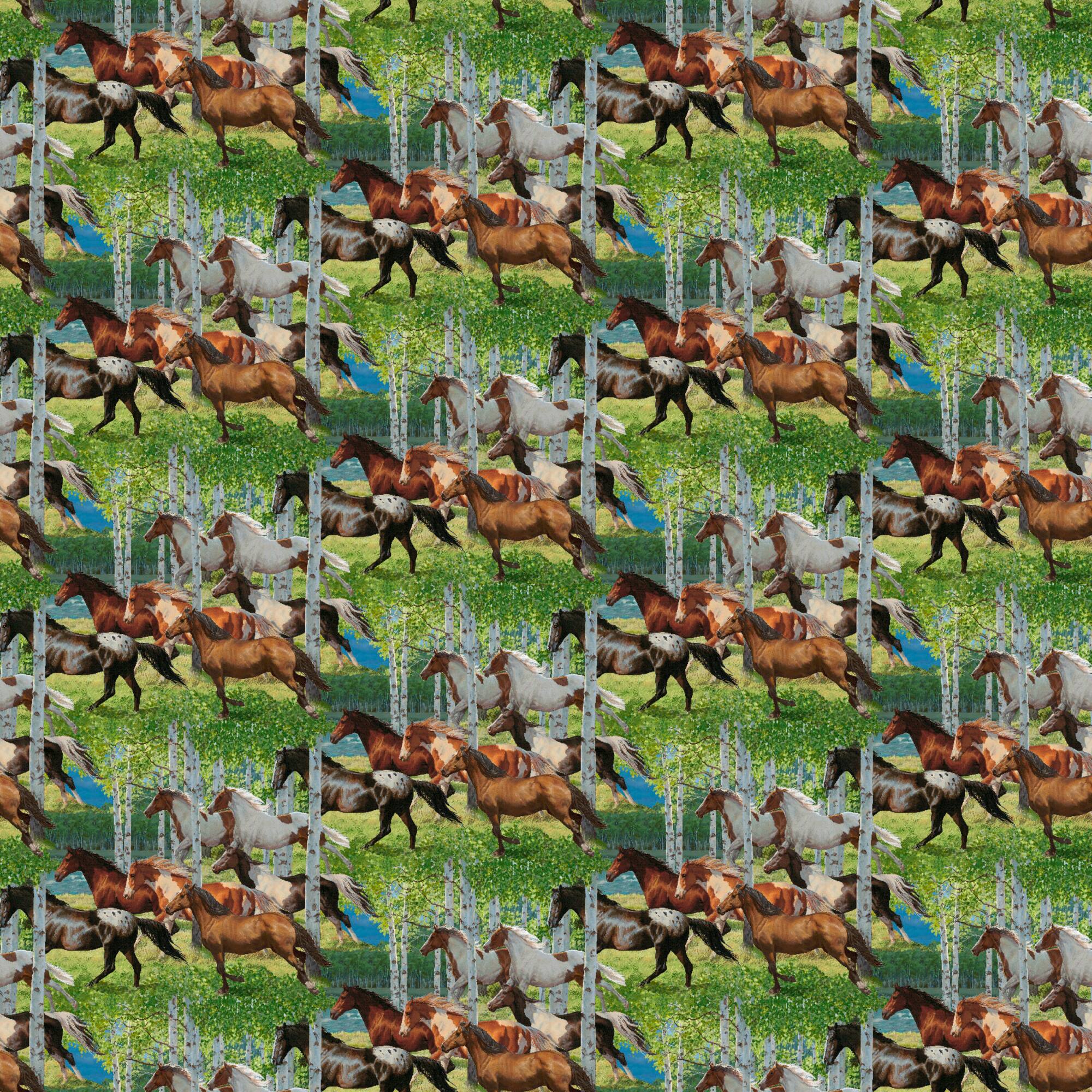 Wild Wings Horses Running Free Allover Cotton Fabric